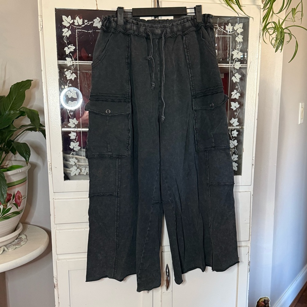 Easel Wide Leg Cropped Knit Pants